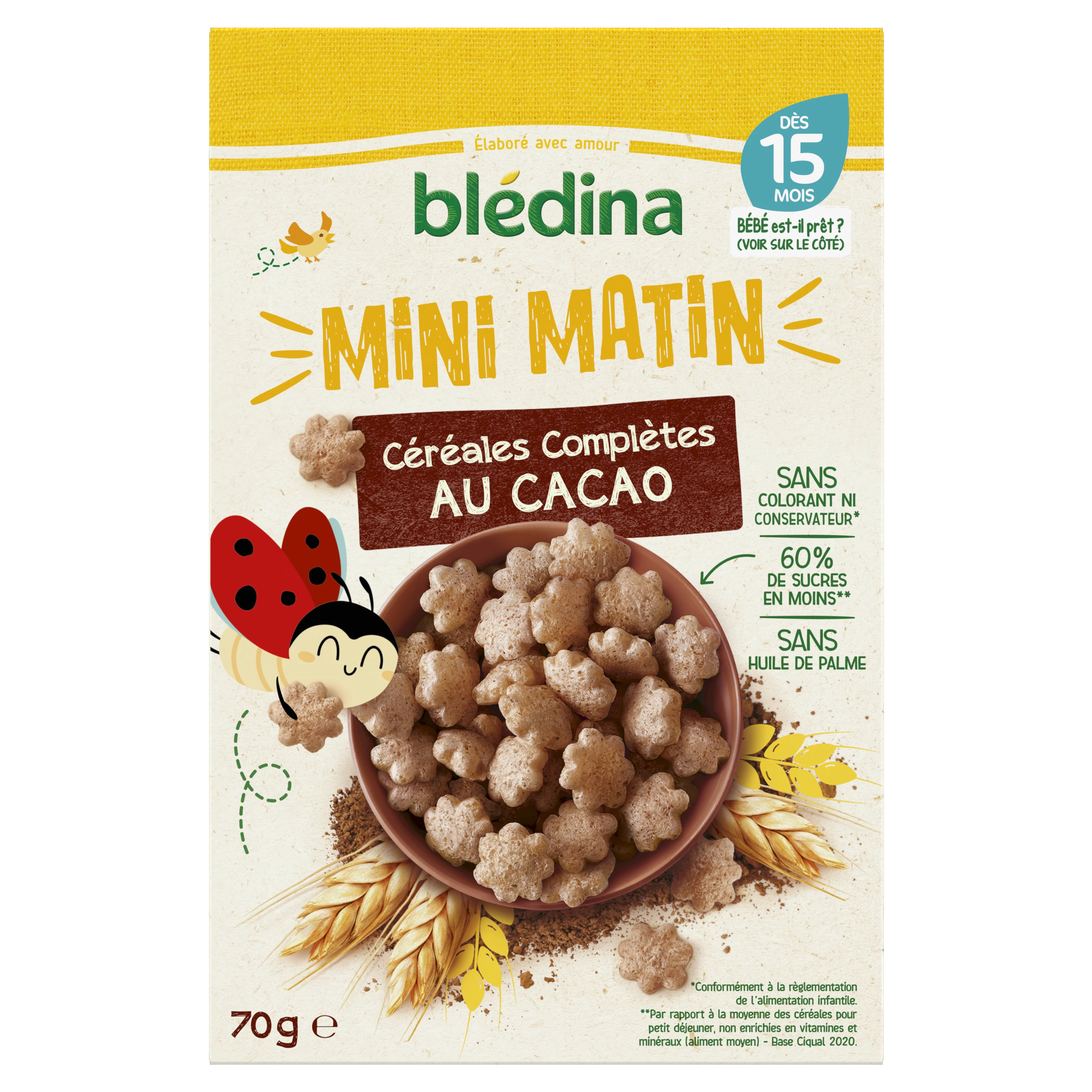 Whole grain cereals with cocoa 70g MINI MATIN - BLEDINA