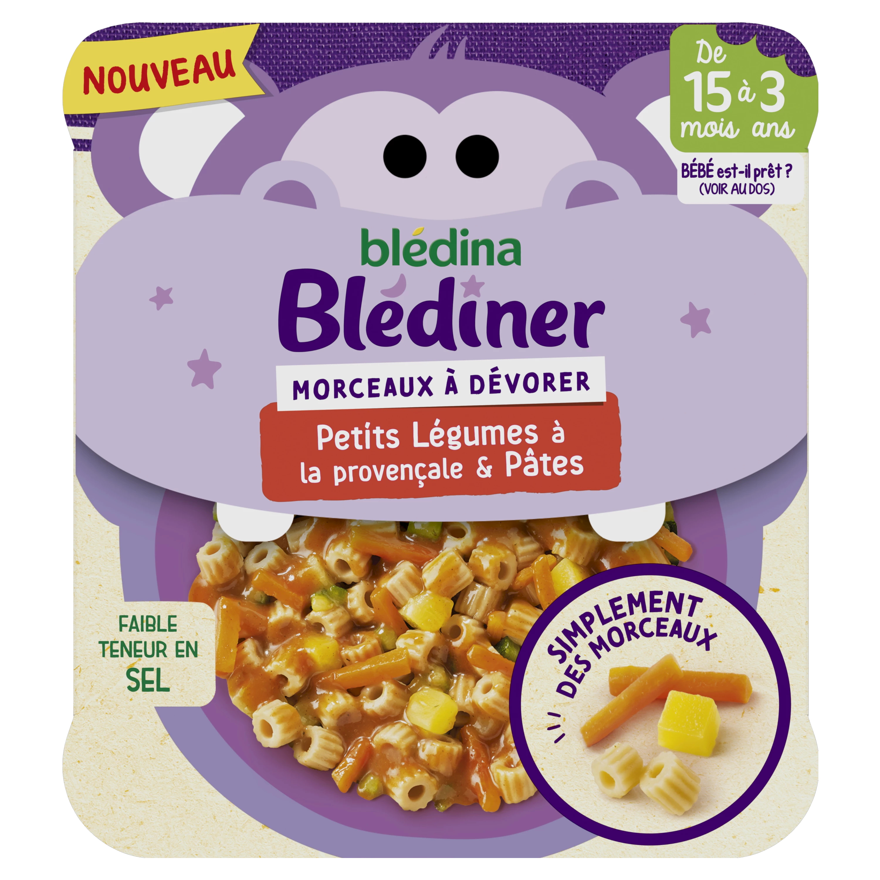 Вечернее блюдо для ребенка с 15 месяцев из кусочков овощей по-провансальски Паста Блединер 200г - BLEDINA