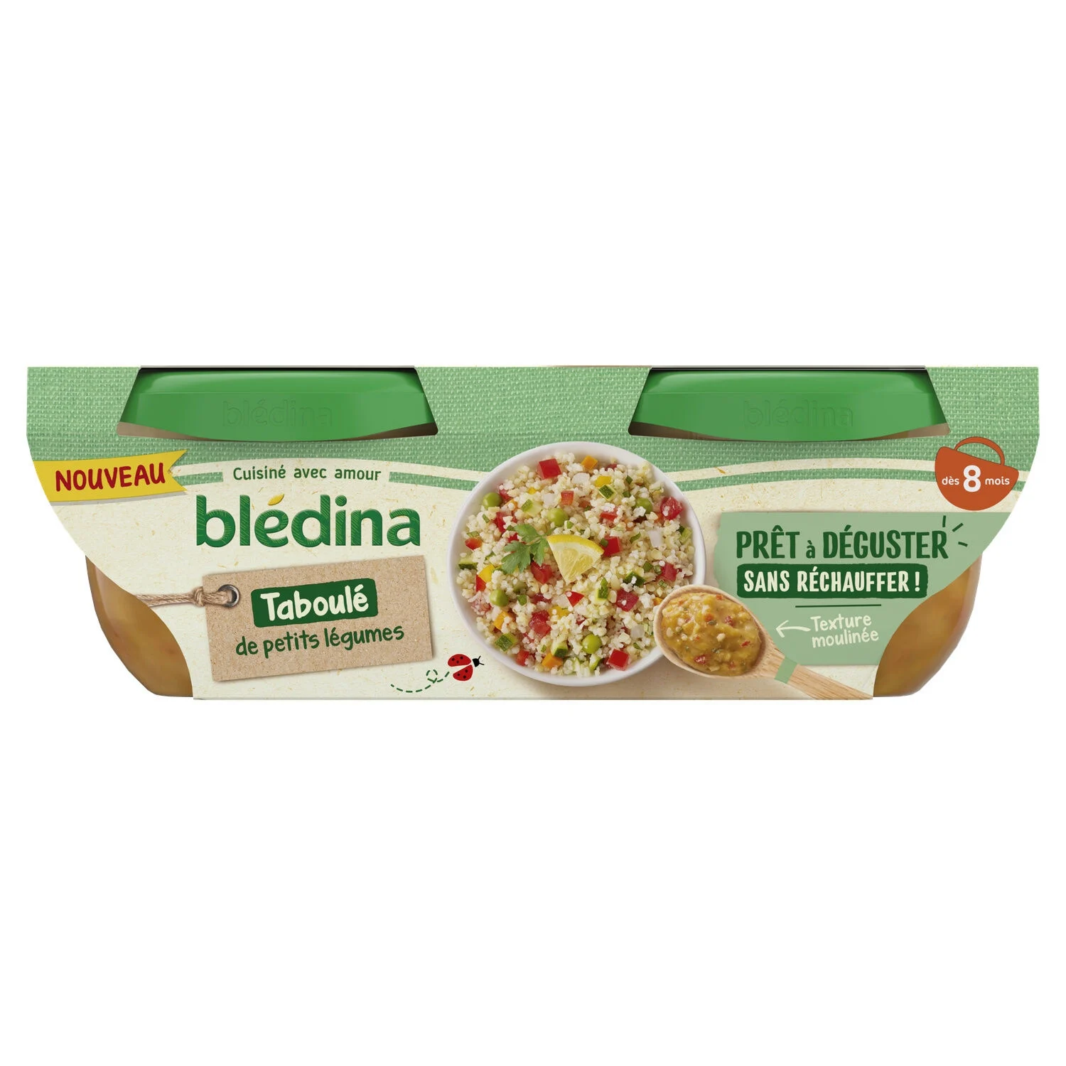 8 महीने की छोटी सब्जियों का तब्बौलेह कटोरा, 2x200 ग्राम - BLEDINA