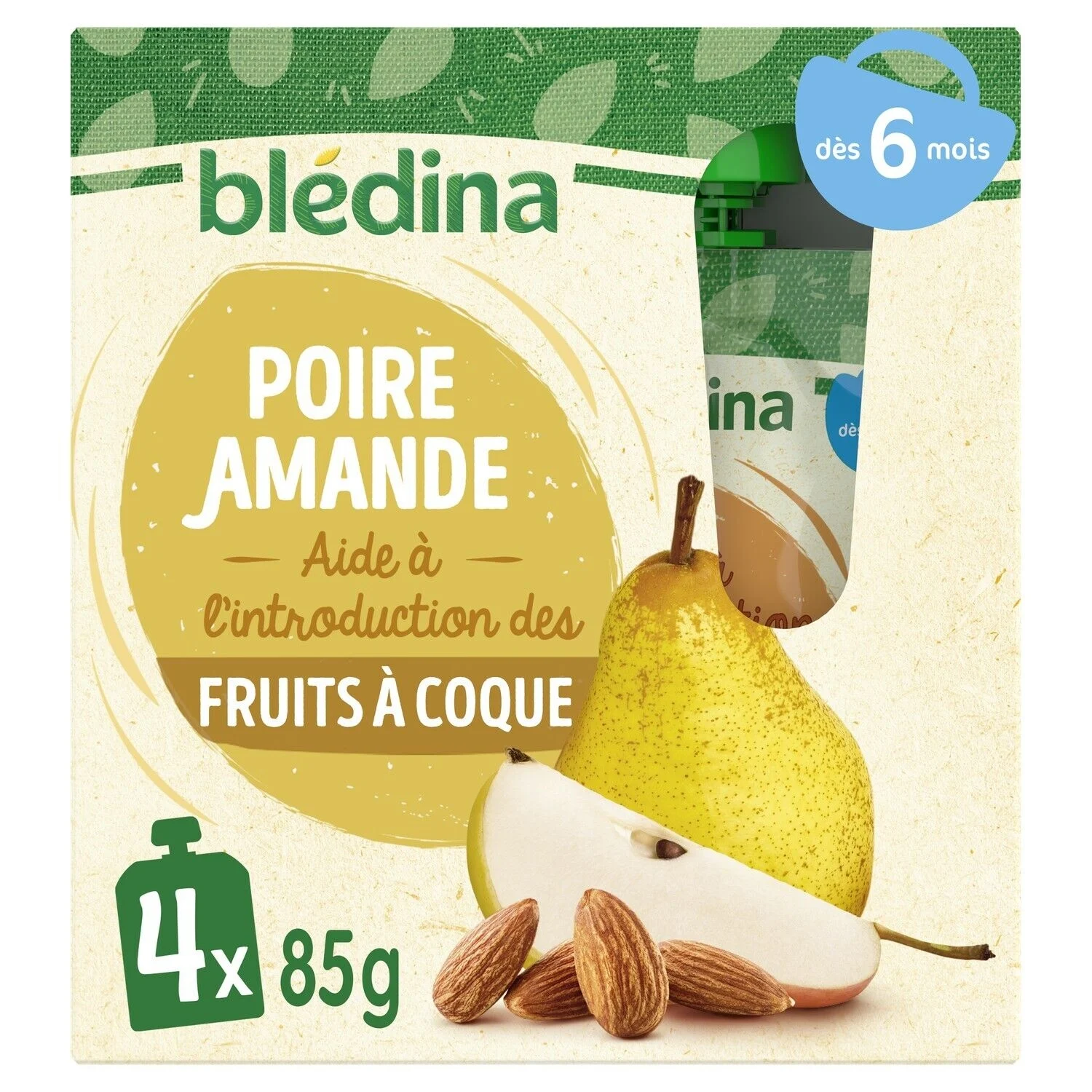 Gourdes dessert fruit puree almond pear from 6 months 4x85g - BLEDINA