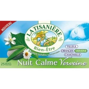 Infusion nuit calme verveine tilleul, oranger, camomille,  x25 37g - LA TISANIÈRE
