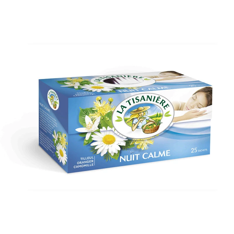 Lime blossom, orange blossom, chamomile calm night infusion x25 37g - LA TISANIÈRE