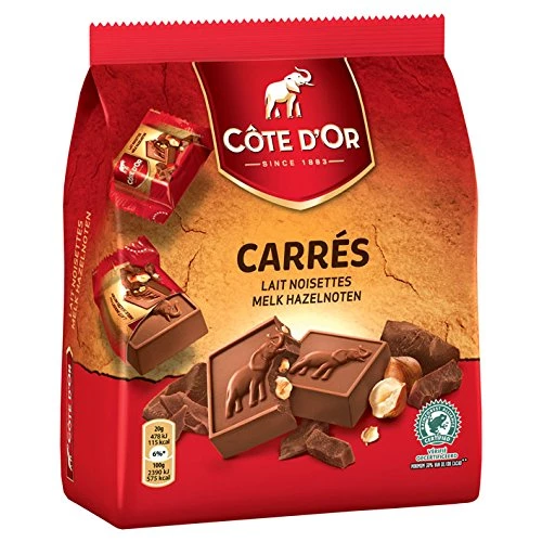 Melkchocolade en hazelnoot vierkant 200g - CÔTE D'OR