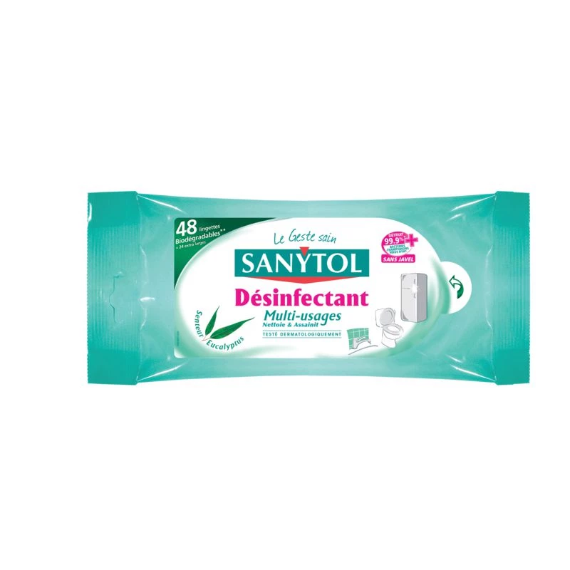 Multi-use eucalyptus disinfectant wipe x72 - Sanytol