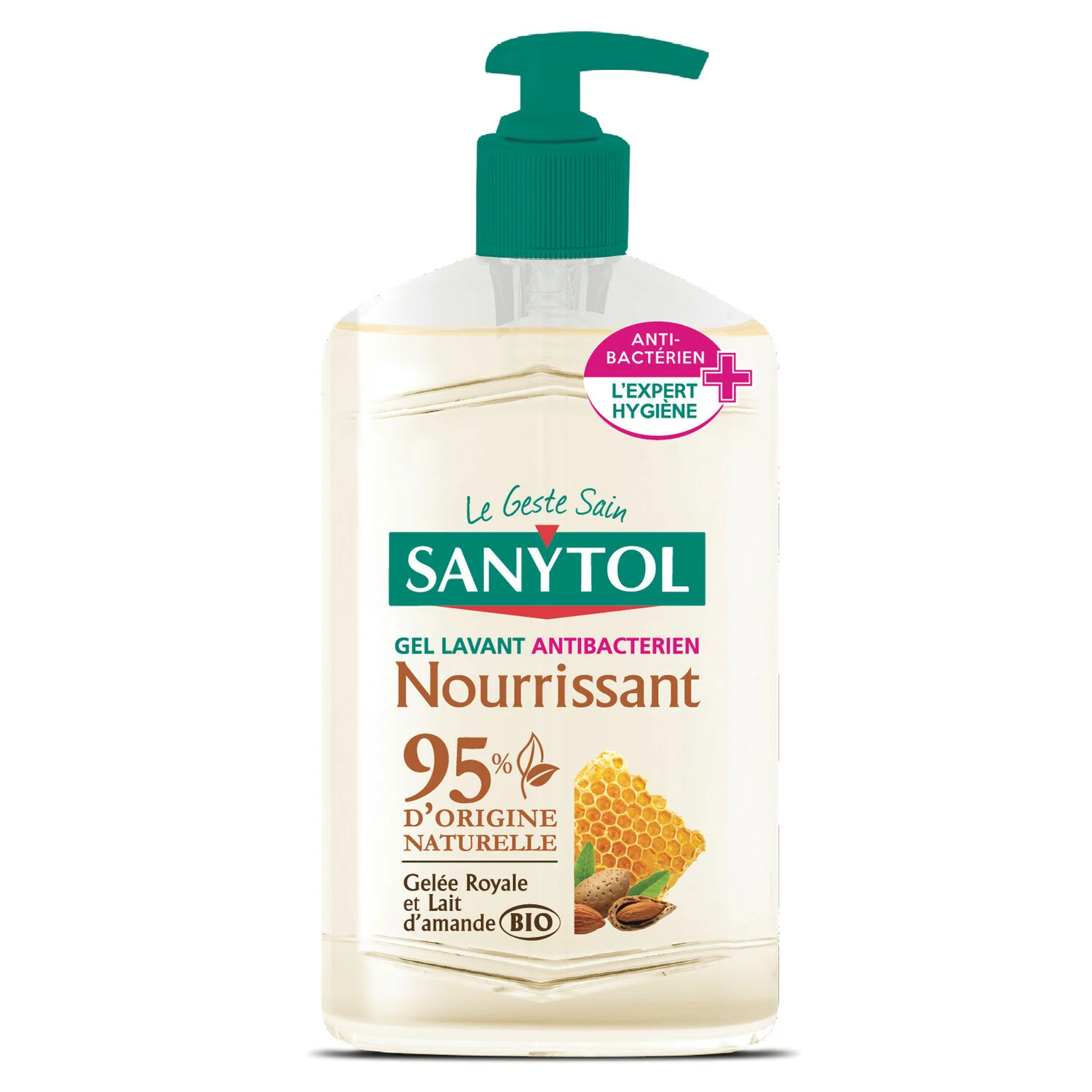 Savon Liquide Antibactérien Nourrissant Gelée Royale Et Lait D'amande Bio 250ml - Sanytol