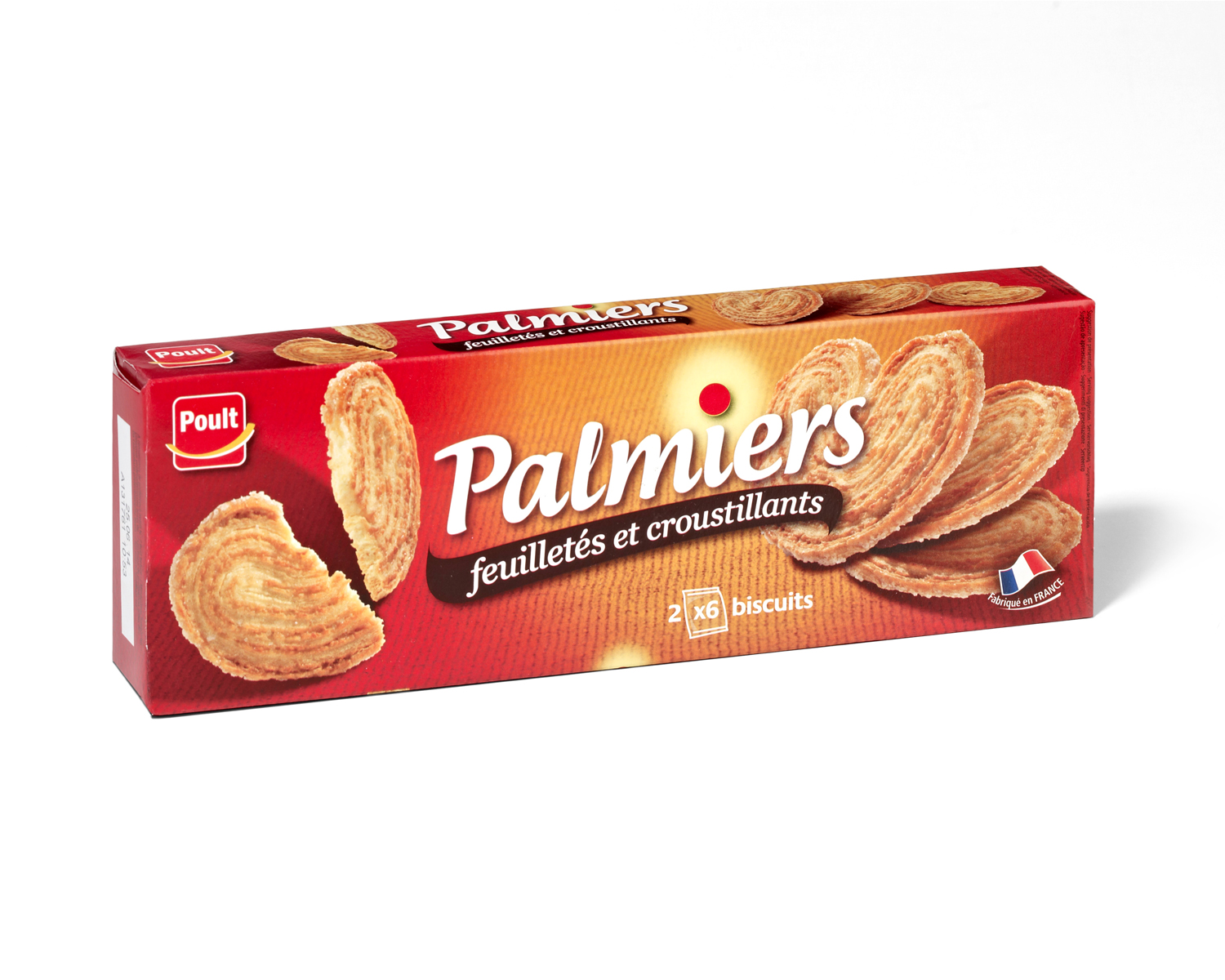 Palmiers Nature -  2 Pochons De 6 Biscuits 100g - Poult