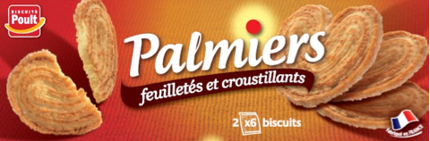 Palmiers Nature -  2 Pochons De 6 Biscuits 100g - Poult