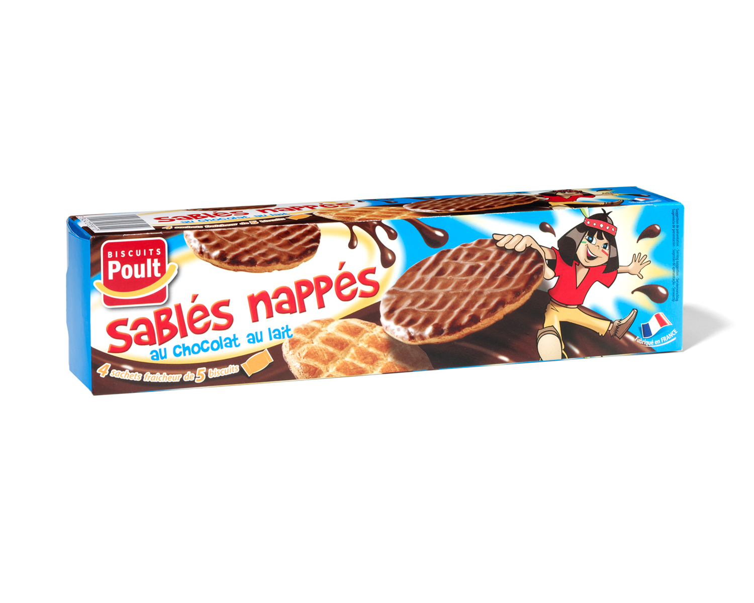 Sablés Standard Nappés Chocolat Lait - 4 Pochons De 5 Biscuits 200g - Poult