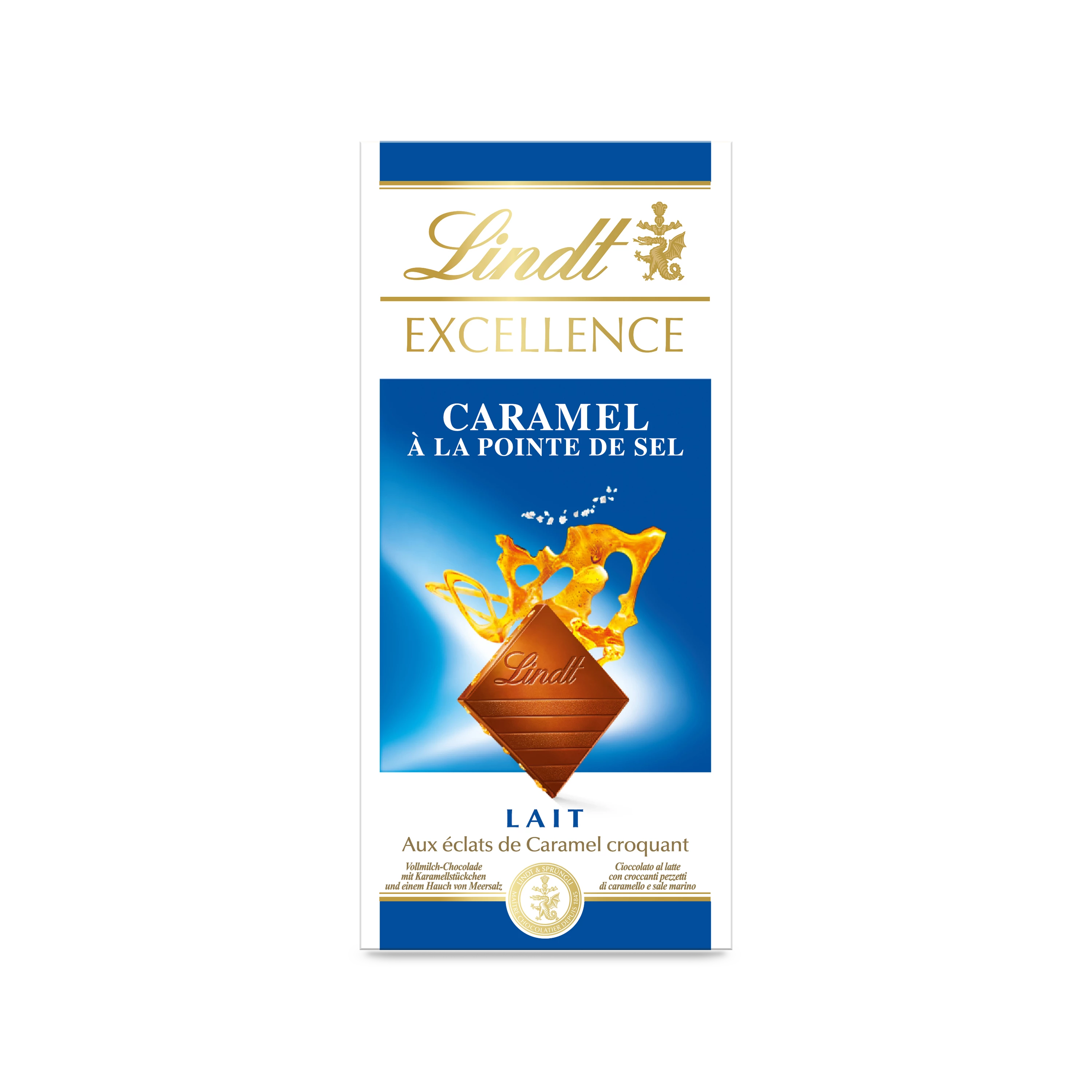 Excellence Crunchy Milk Caramel mit Salzpunkt Tablette 100 g - LINDT