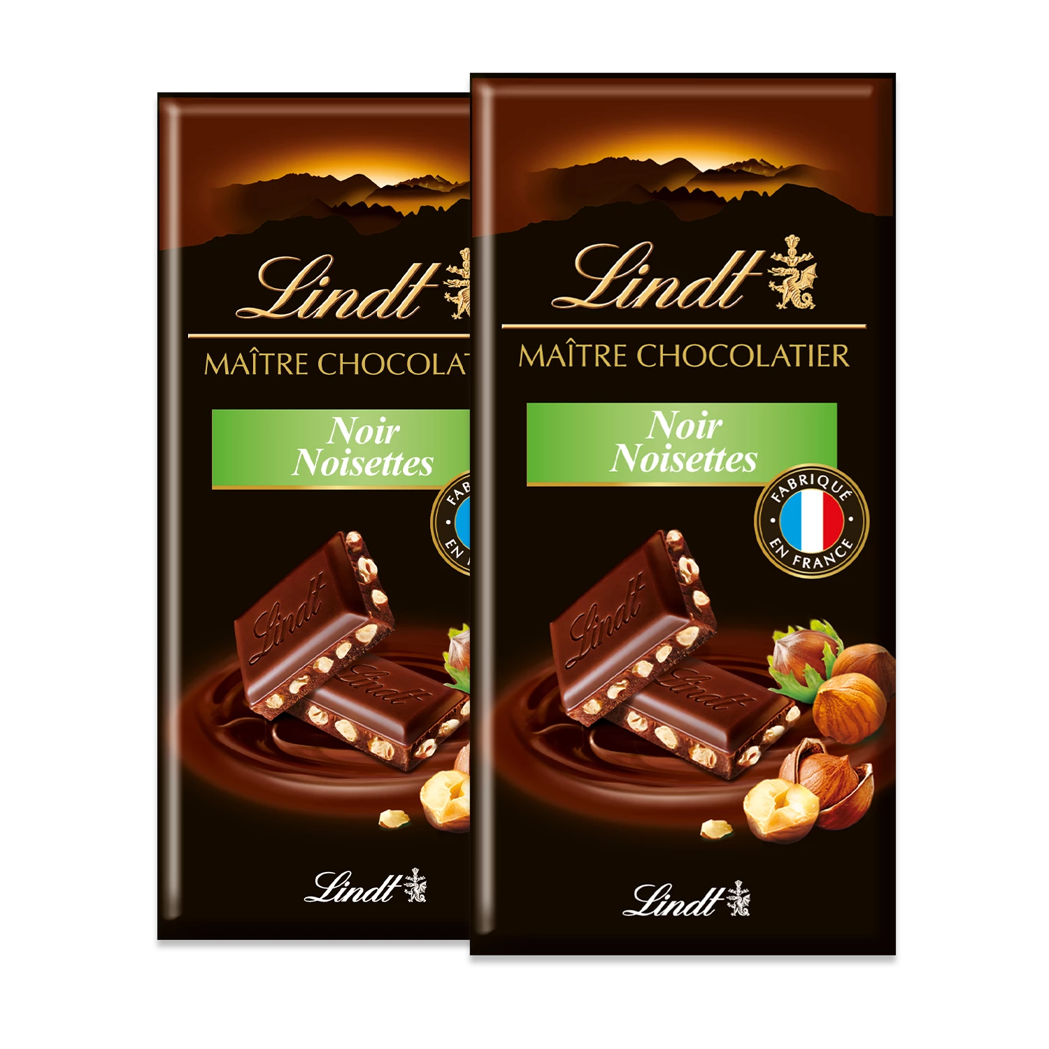 Tablette de chocolat noir noisettes maître chocolatier 220g - LINDT