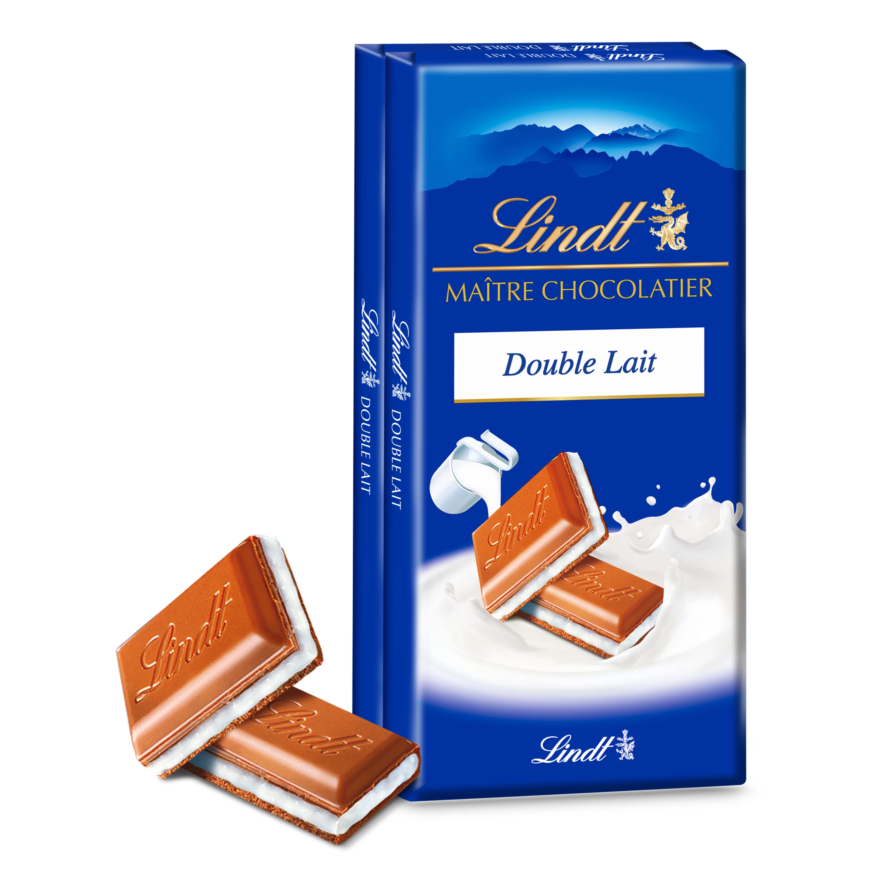 Tablette de chocolat double au lait 2x100g - LINDT