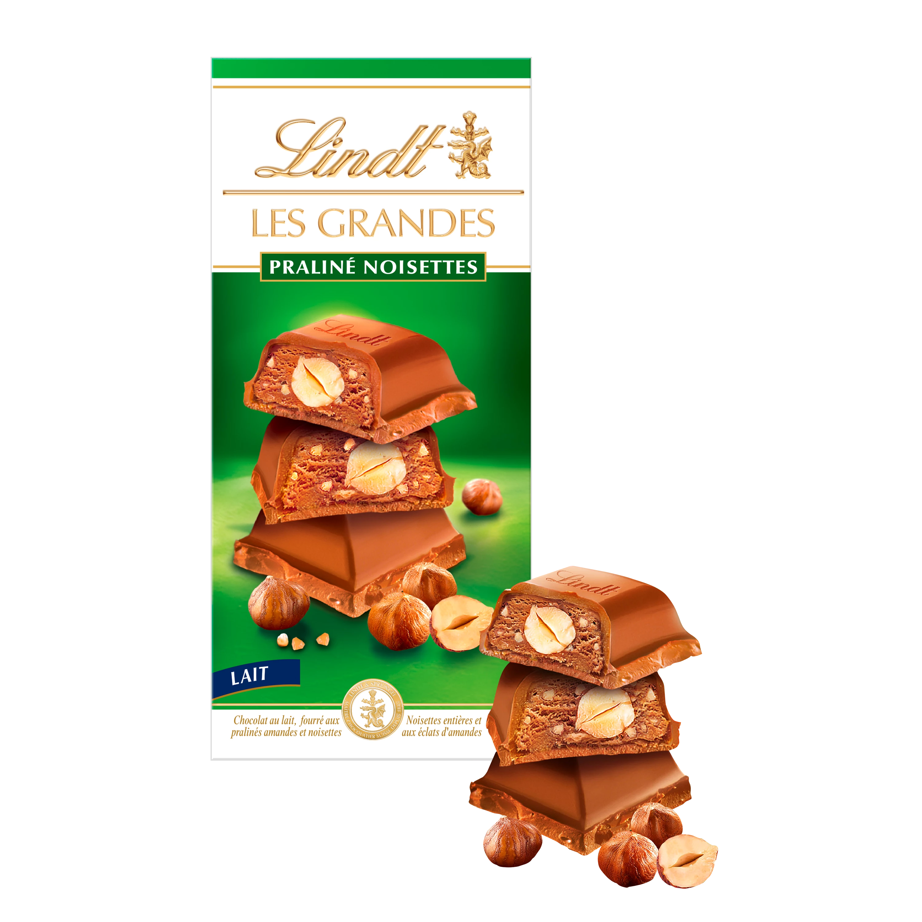 Батончик Les Grandes Praliné с молочным орехом и фундуком 225 г - LINDT