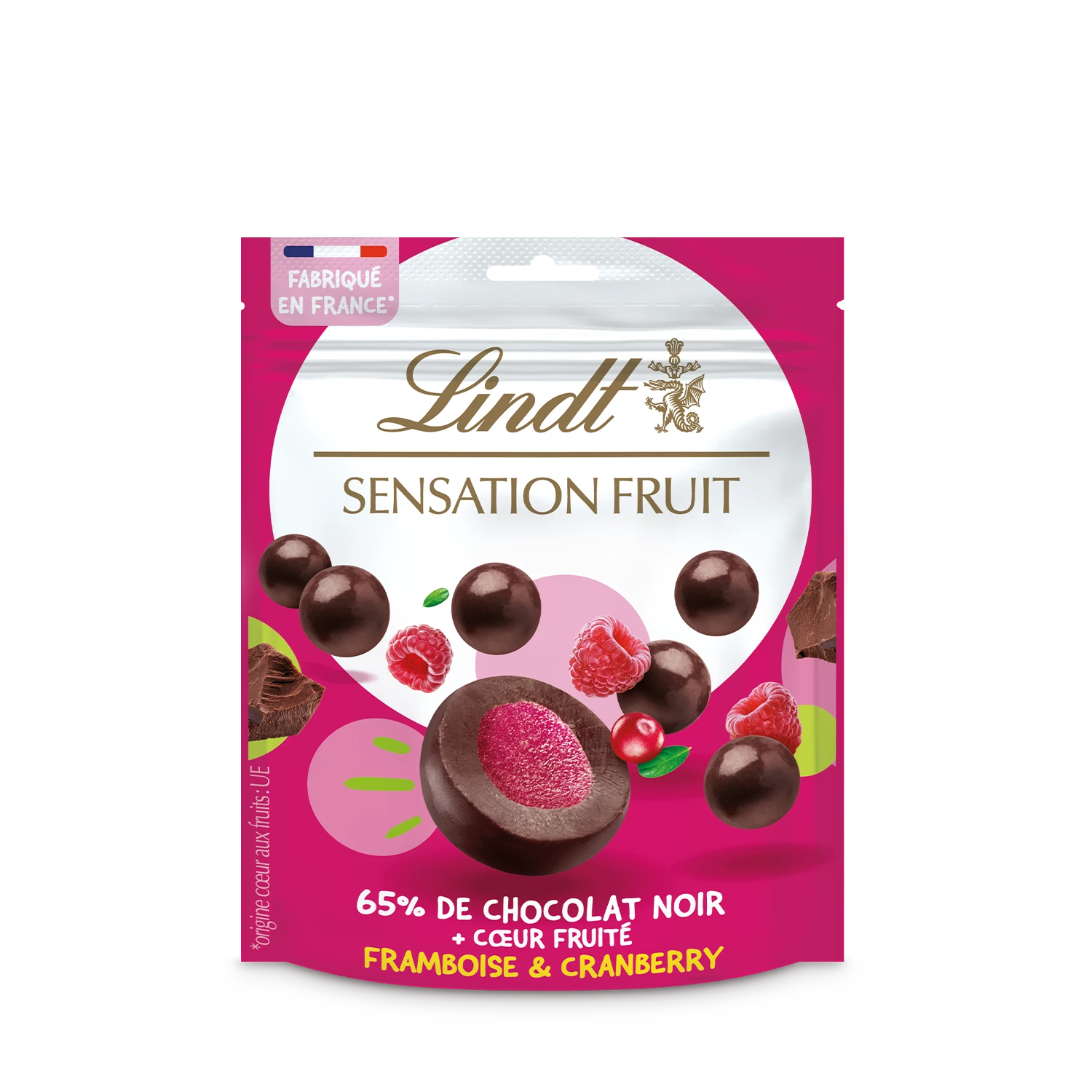 Confiserie De Chocolat Noir Framboise & Cranberry Sensation Fruit 160g - LINDT