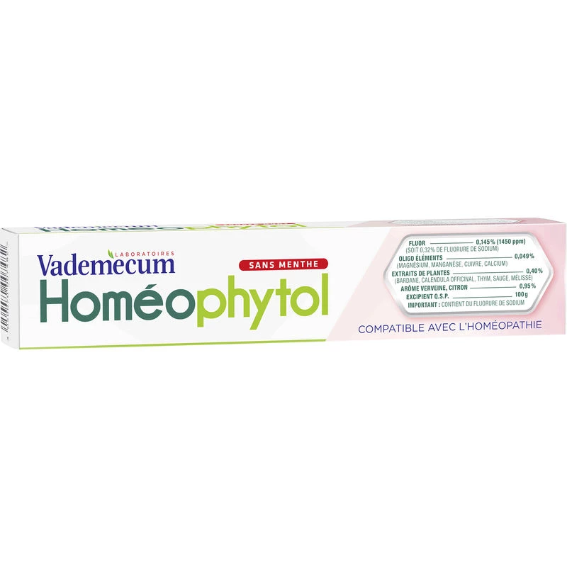 Dentifrice homéophytol sans menthe  75ml - VADEMECUM