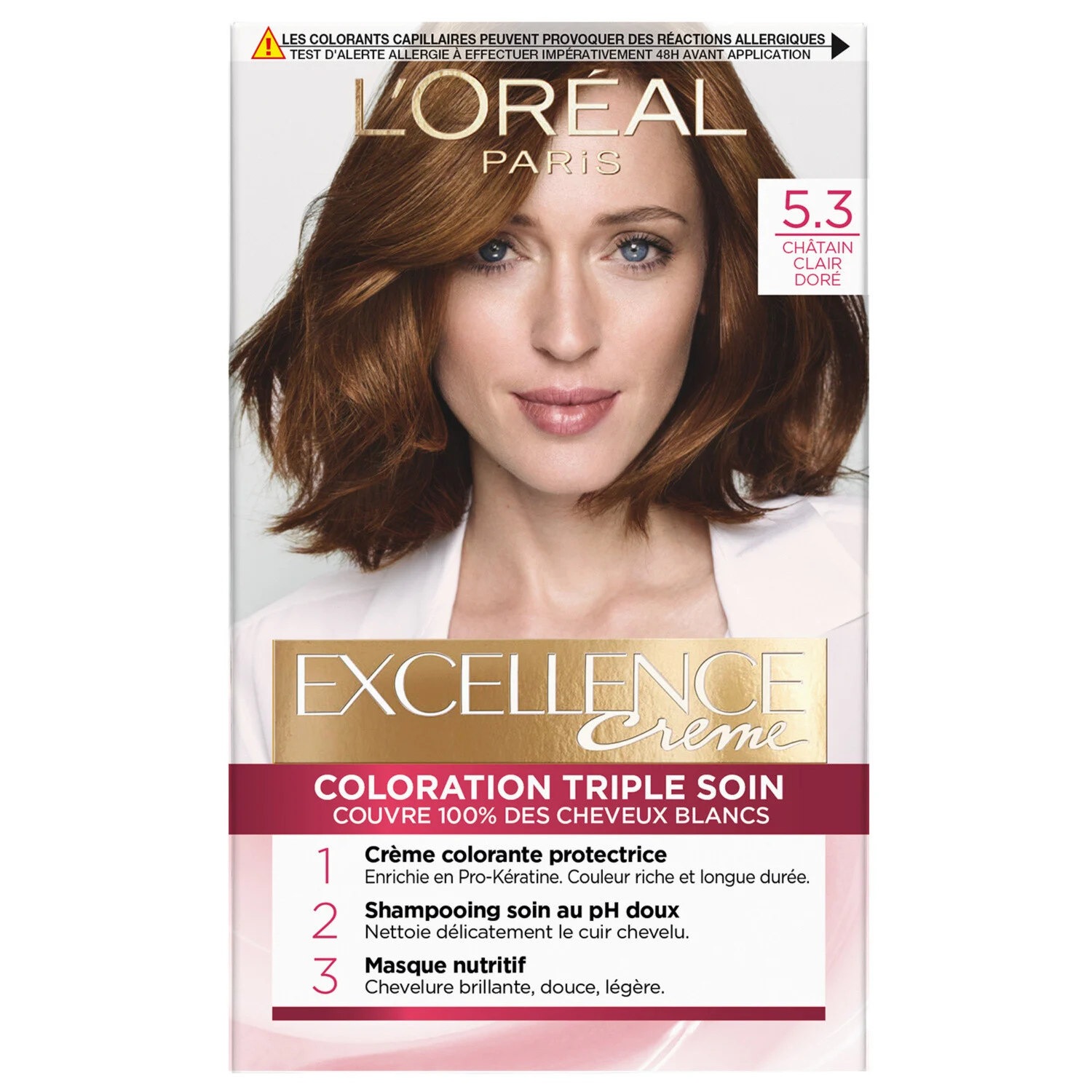 Coloration Cheveux 5.3 ChÃ¢tain Clair DorÃ© excellence - L'OREAL