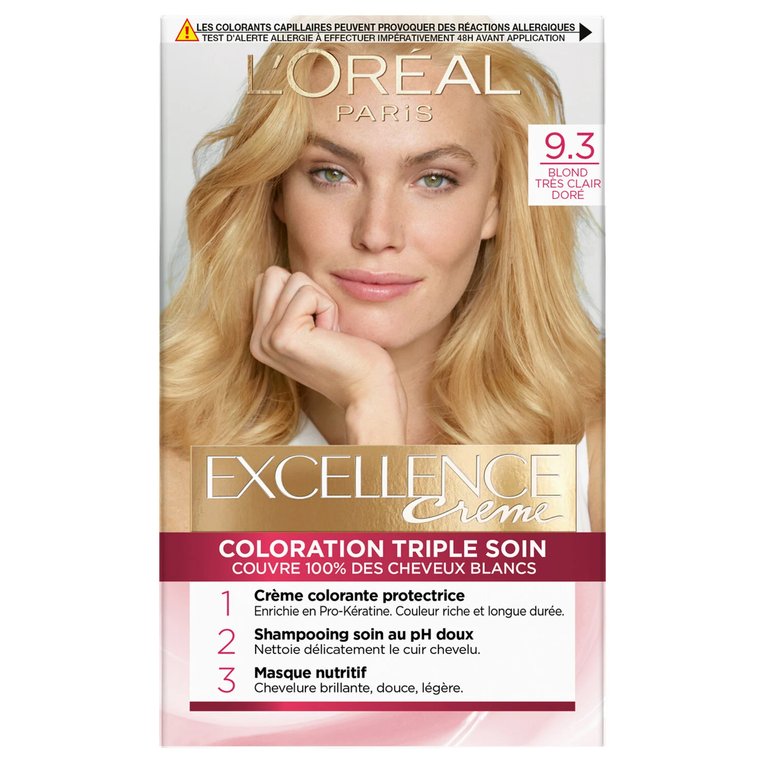 Coloration Cheveux 9.3 Blond TrÃ¨s Clair DorÃ© excellence - L'OREAL