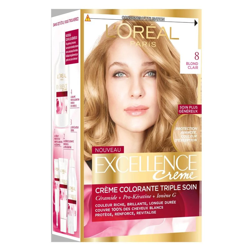 Coloration Cheveux 8 Blond Clair Excellence - L'oreal