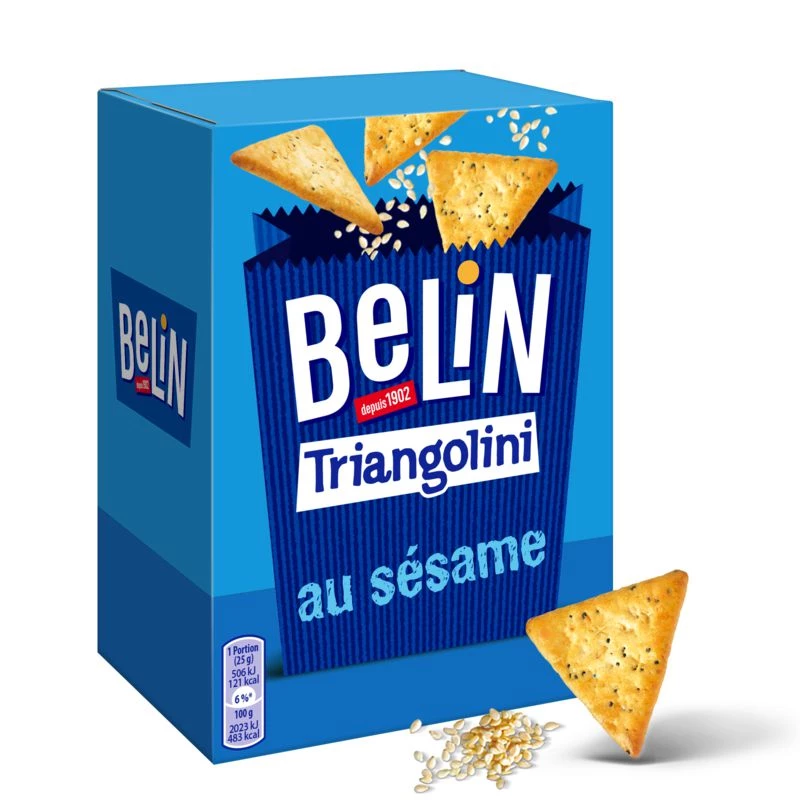 Galletas Aperitivo Triangolini con Sésamo, 100g - BELIN