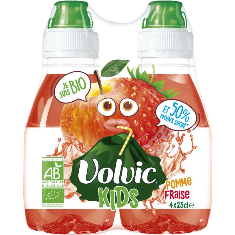 Volvic kids bio pomme et fraise 4x25cl - VOLVIC