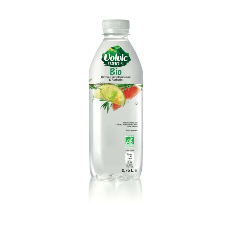 Biologisch water met citrus- en rozemarijnsmaak 75cl - VOLVIC