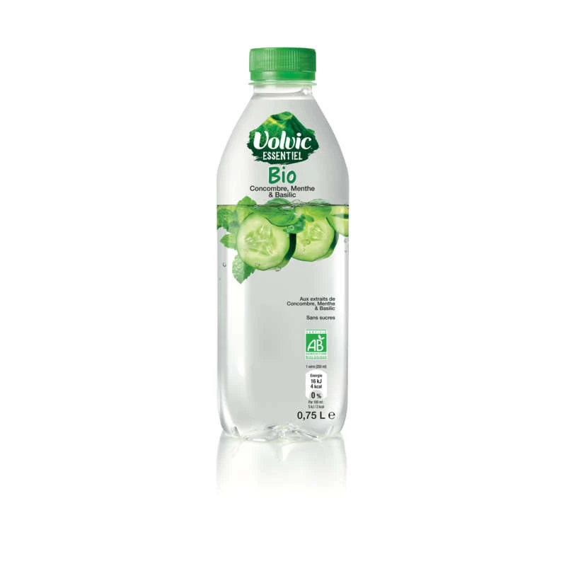Bio-Wasser mit Minz- und Gurkengeschmack, 75 cl - VOLVIC