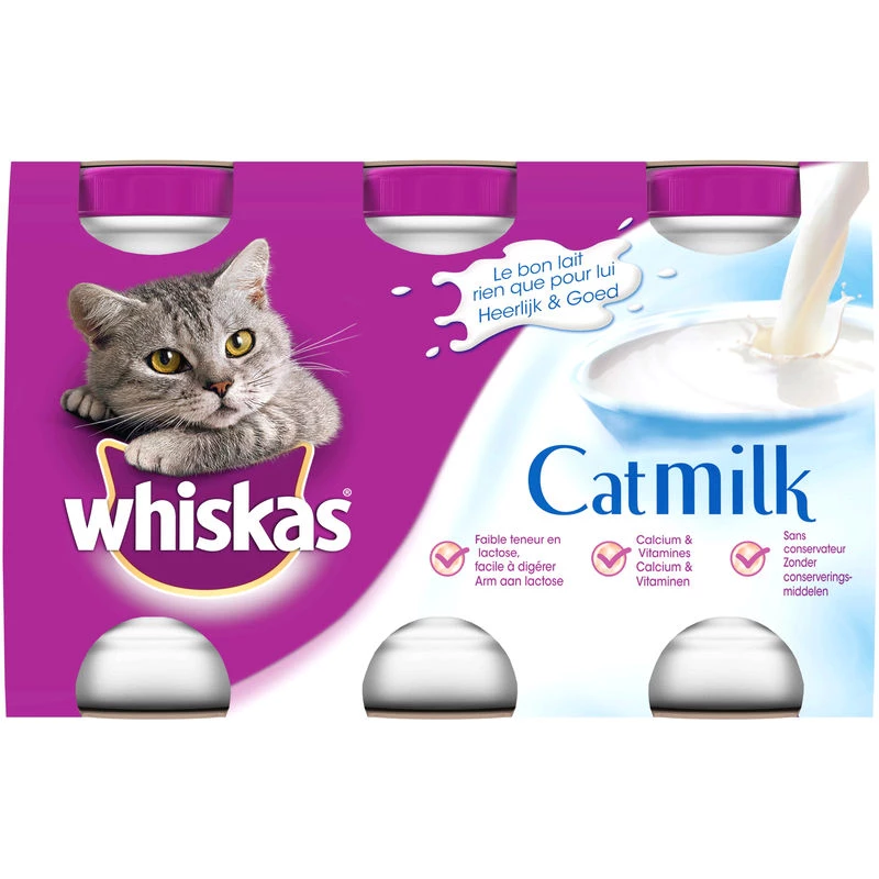 Lait pour chats adultes et junior Catmilk 3x200 ml - WHISKAS