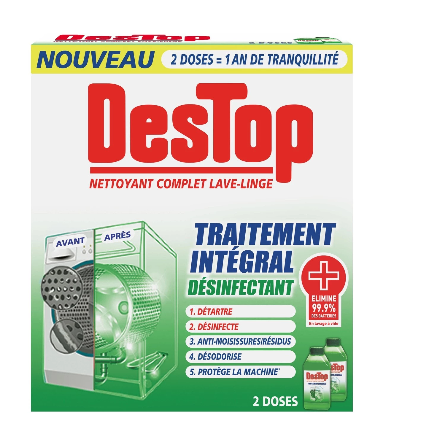 Descaler Complete Washing Machine Cleaner Disinfectant X2 2x250ml - Destop