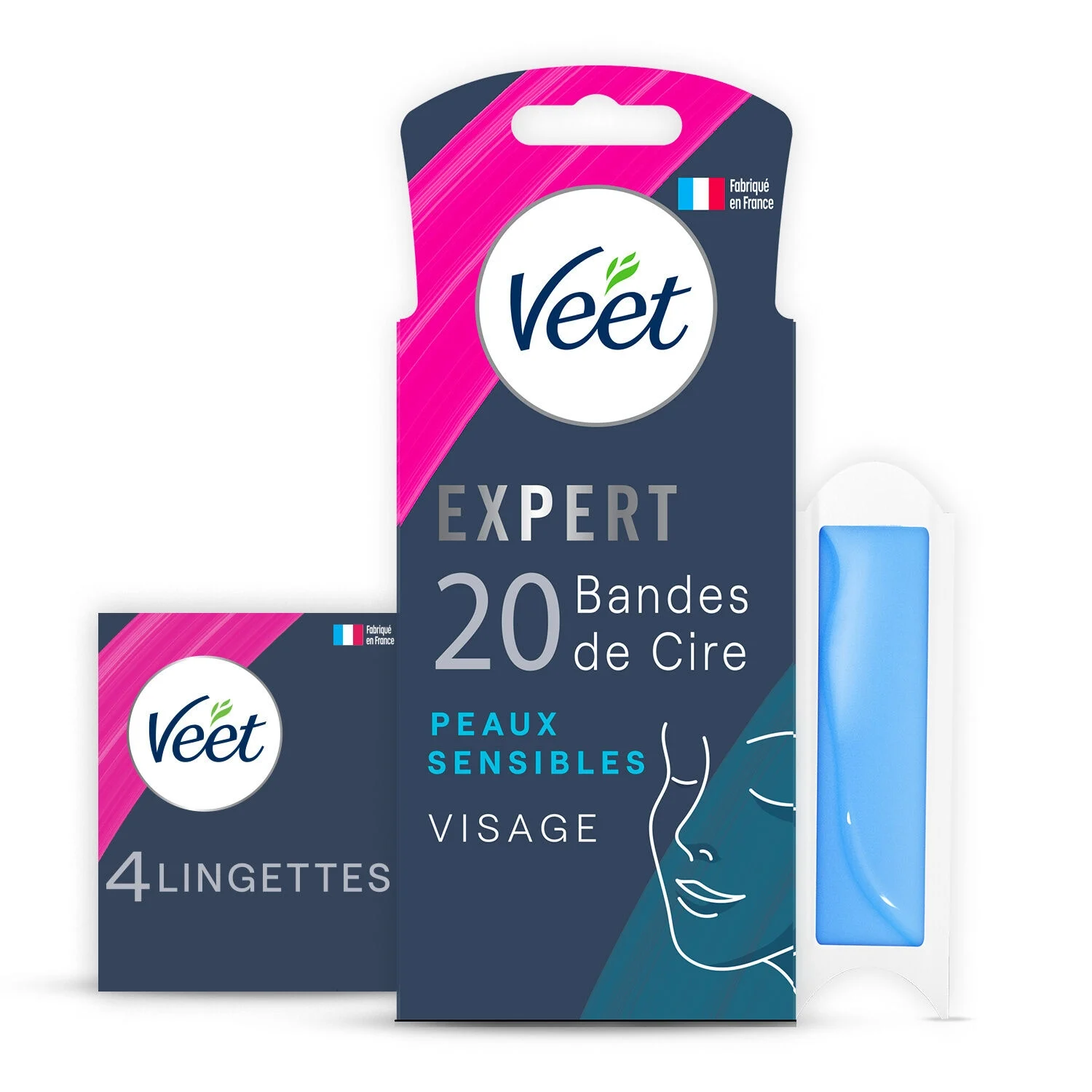 Expert Facial Wax Strips Sensitive Skin Long Lasting Hair Removal - VEET