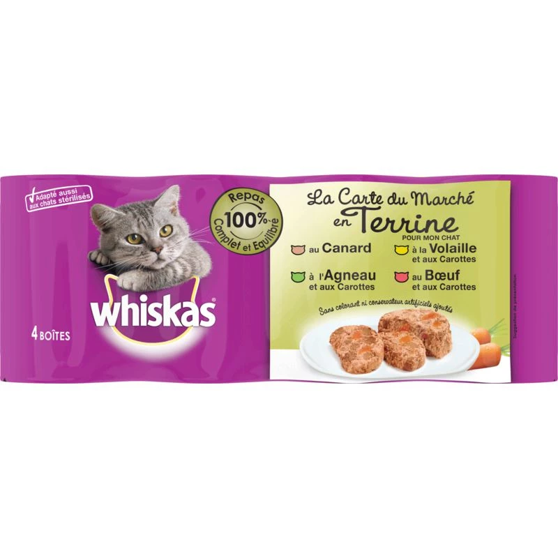 Террин для кошек с 4 видами мяса 4х400г - WHISKAS