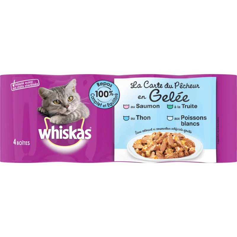 Latas para gatos adultos com peixe 4x390g - WHISKAS