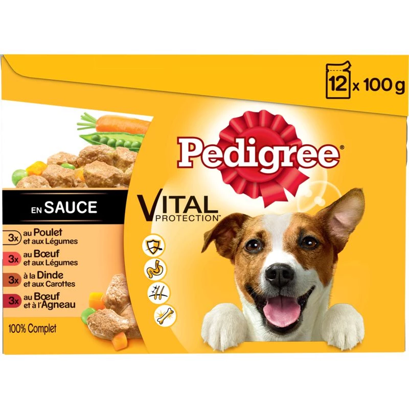 Bolsa Frescura en Salsa Pollo / Ternera / Pavo / 12x100g - PEDIGREE