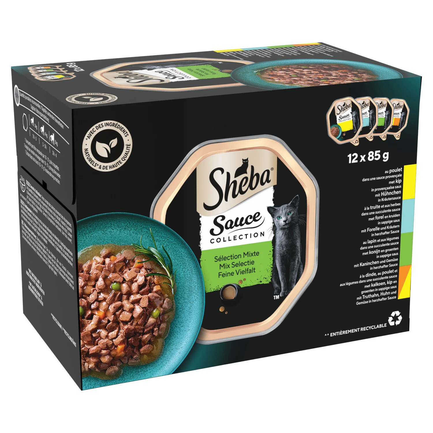 Pâté Pour Chat Adulte En Sauce Sélection Mixte 12x85g - Sheba