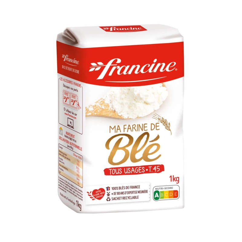 Farinha de Trigo T45, 1Kg - FRANCINE