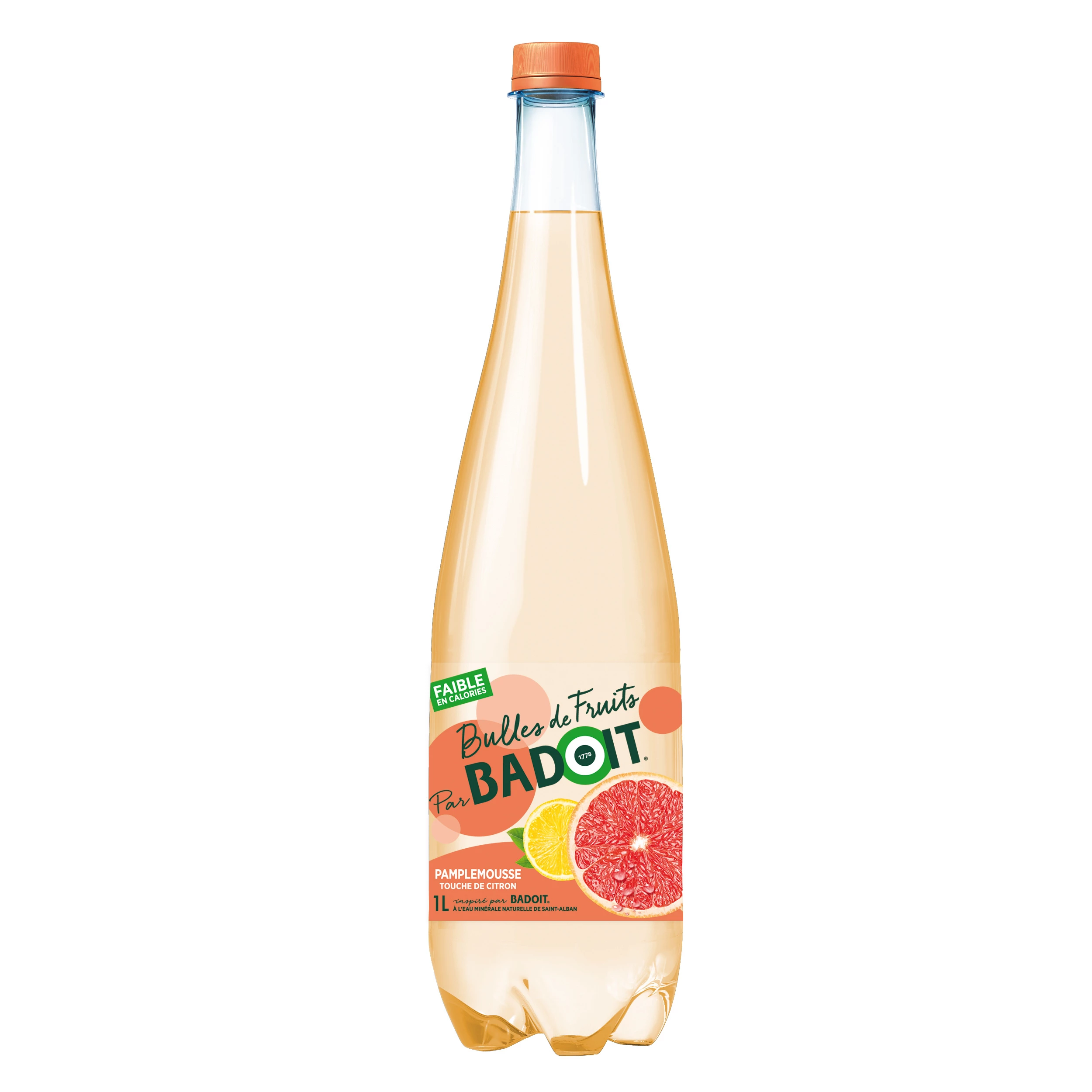 Flavored sparkle water grapefruit lemon 1l - BADOIT