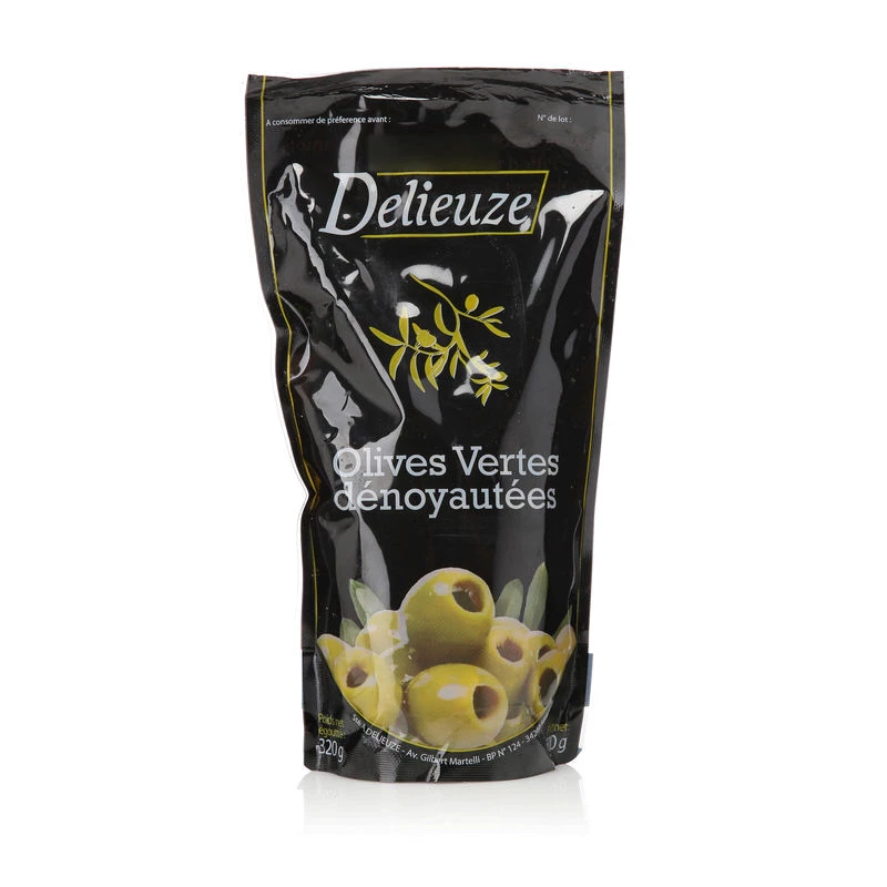Olives Vertes Dénoyautées, 320g - DELIEUZE