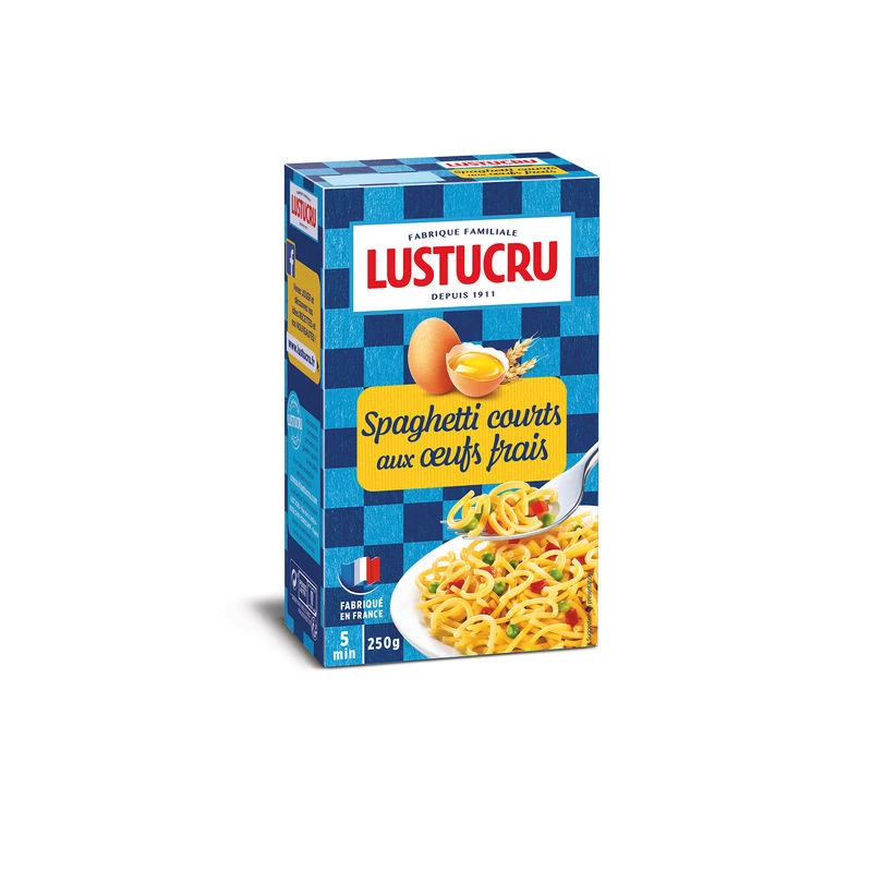 Pâtes Spaghetti Courts aux oeufs, 250g - LUSTUCRU