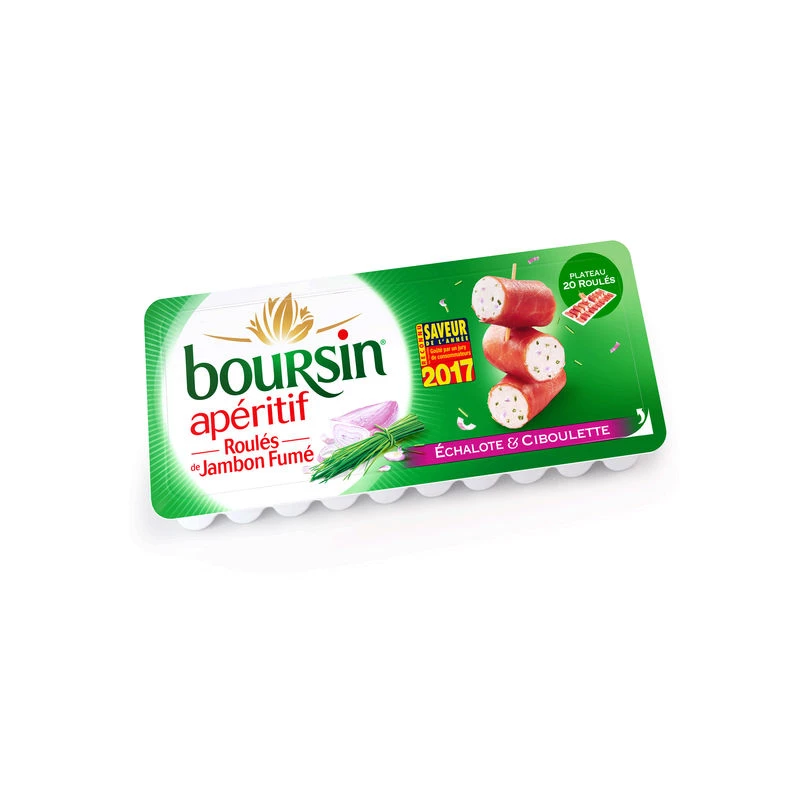 Fromage apéritif Les roulés Jambon fumé Echalote et ciboulette - BOURSIN