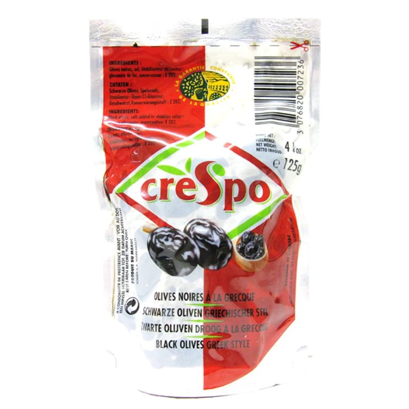 Zwarte olijven op Griekse wijze 125g - CRESPO