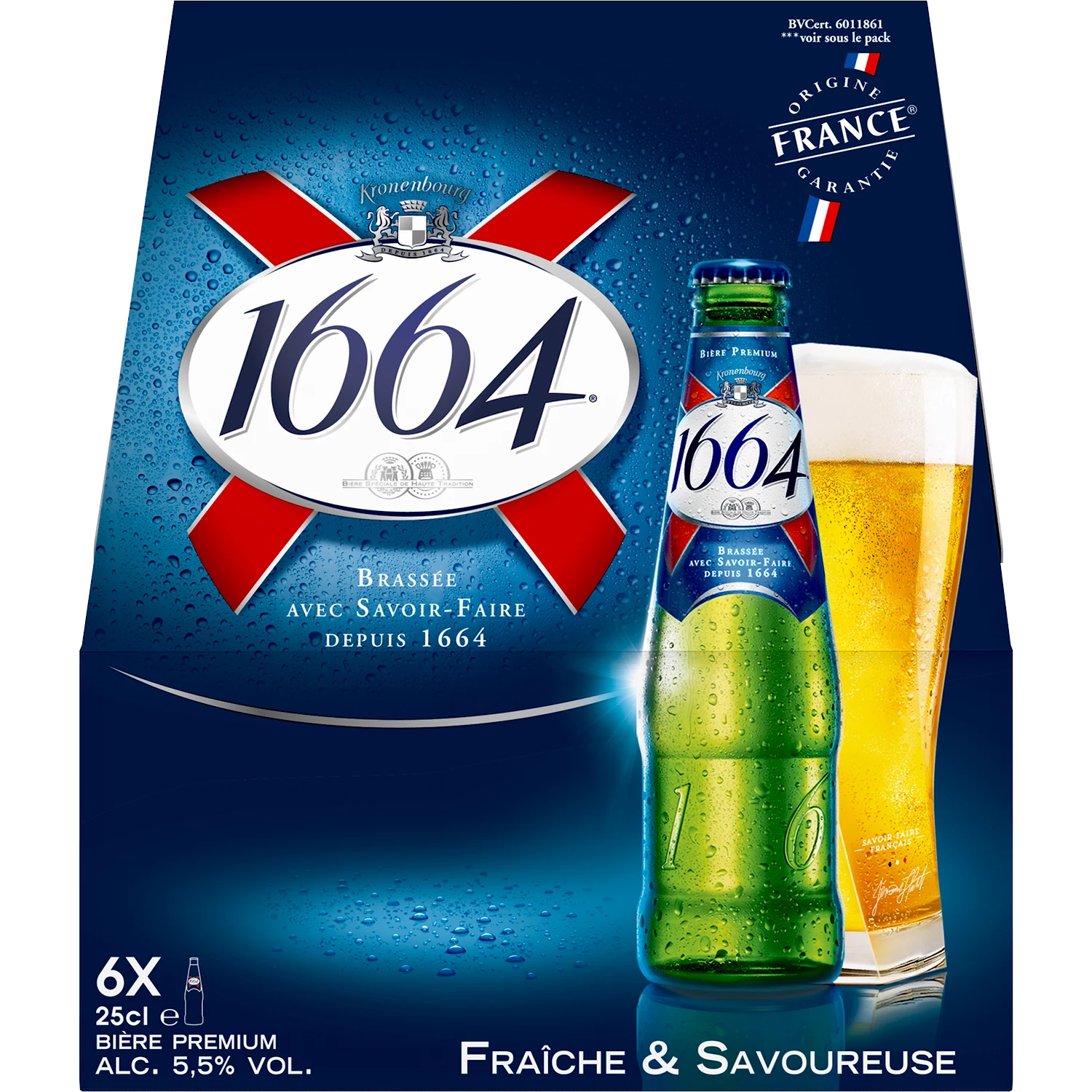 金色拉格啤酒，5.5°，6x25cl - 1664