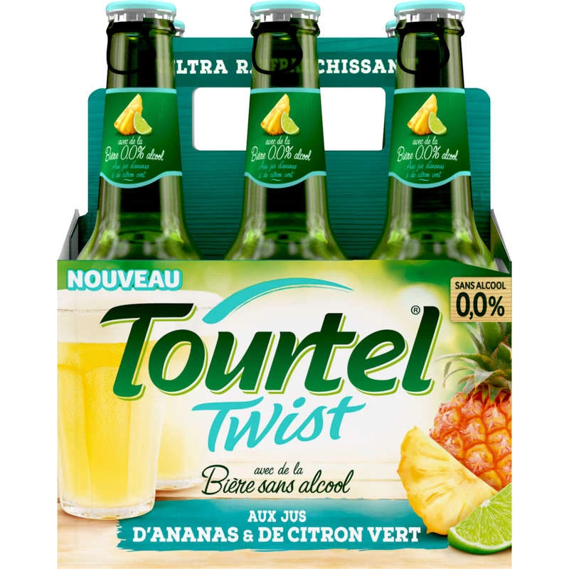 Non-Alcoholic Pineapple Lime Juice Beer. 6x27.5cl - Tourtel