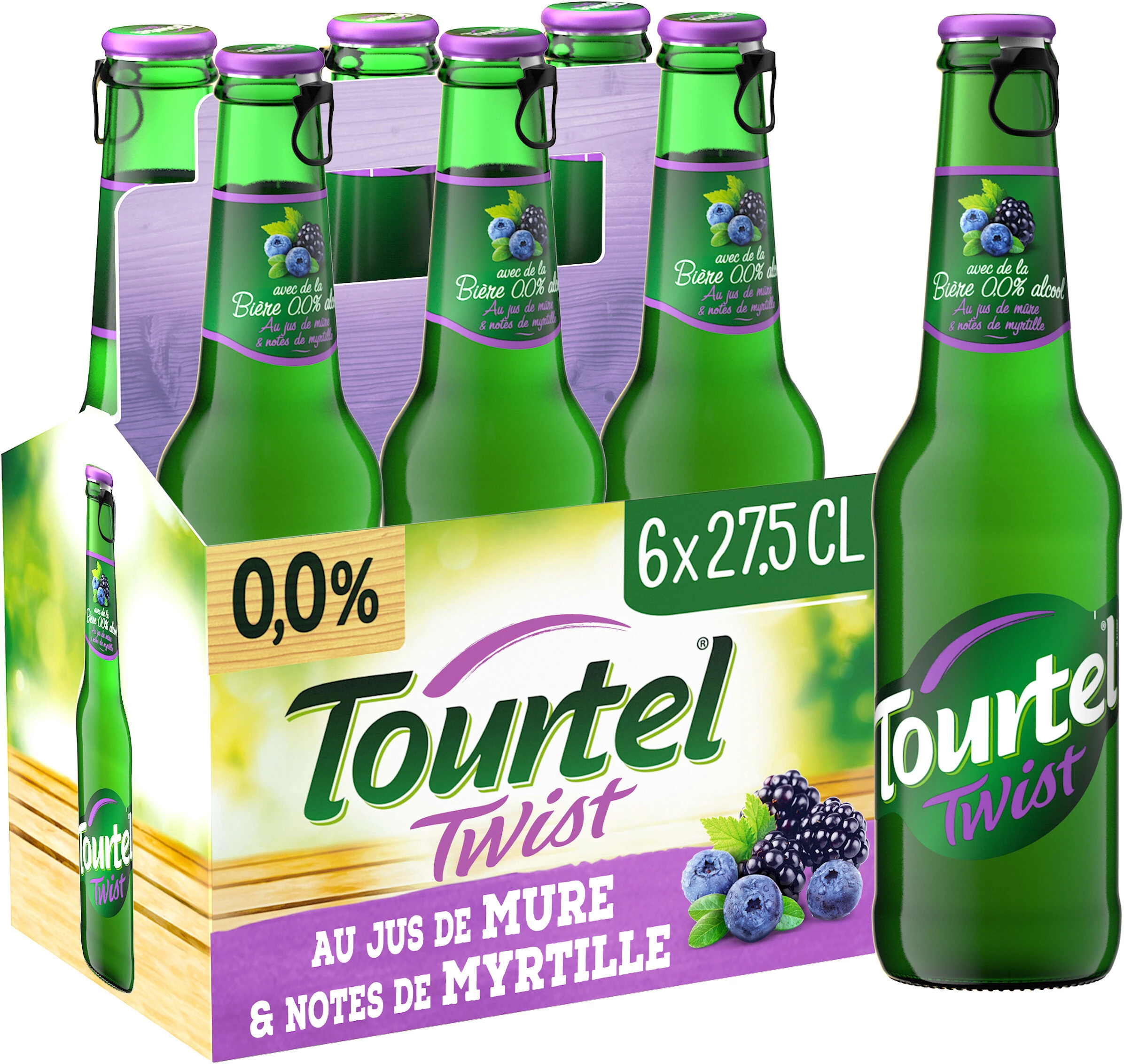 Blackberry Blueberry Flavored Non-Alcoholic Beer, 6x27.5cl - TOURTEL