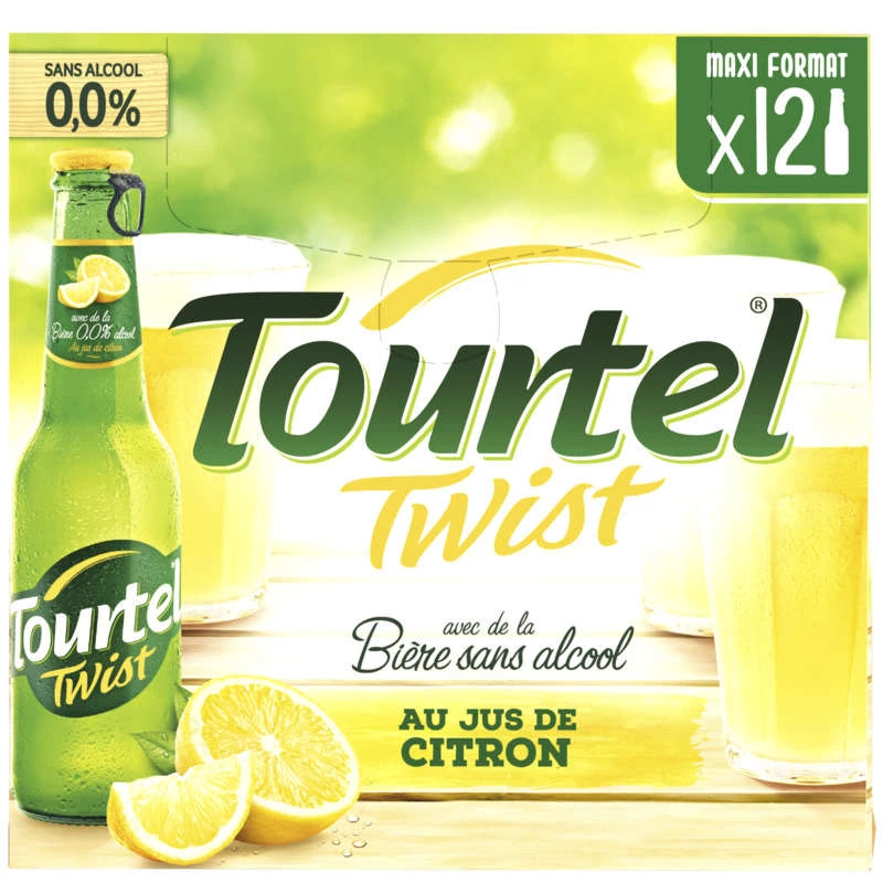 Bière au Jus de Citron Sans Alcool, 12x27,5 cl - TOURTEL