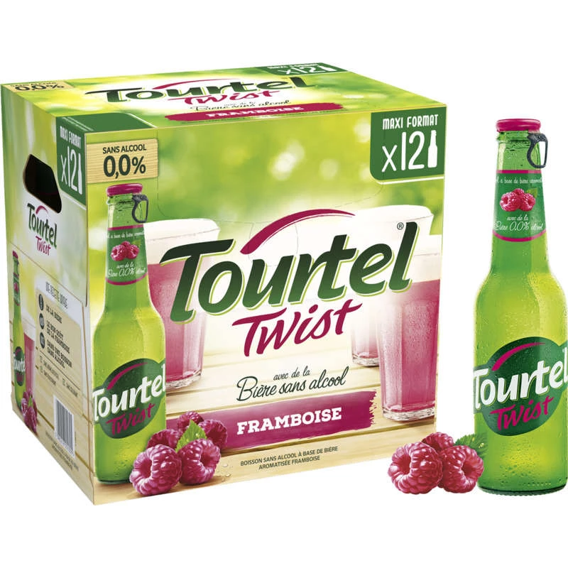 Bière au Jus de Framboise Sans Alcool, 12x27,5cl - TOURTEL