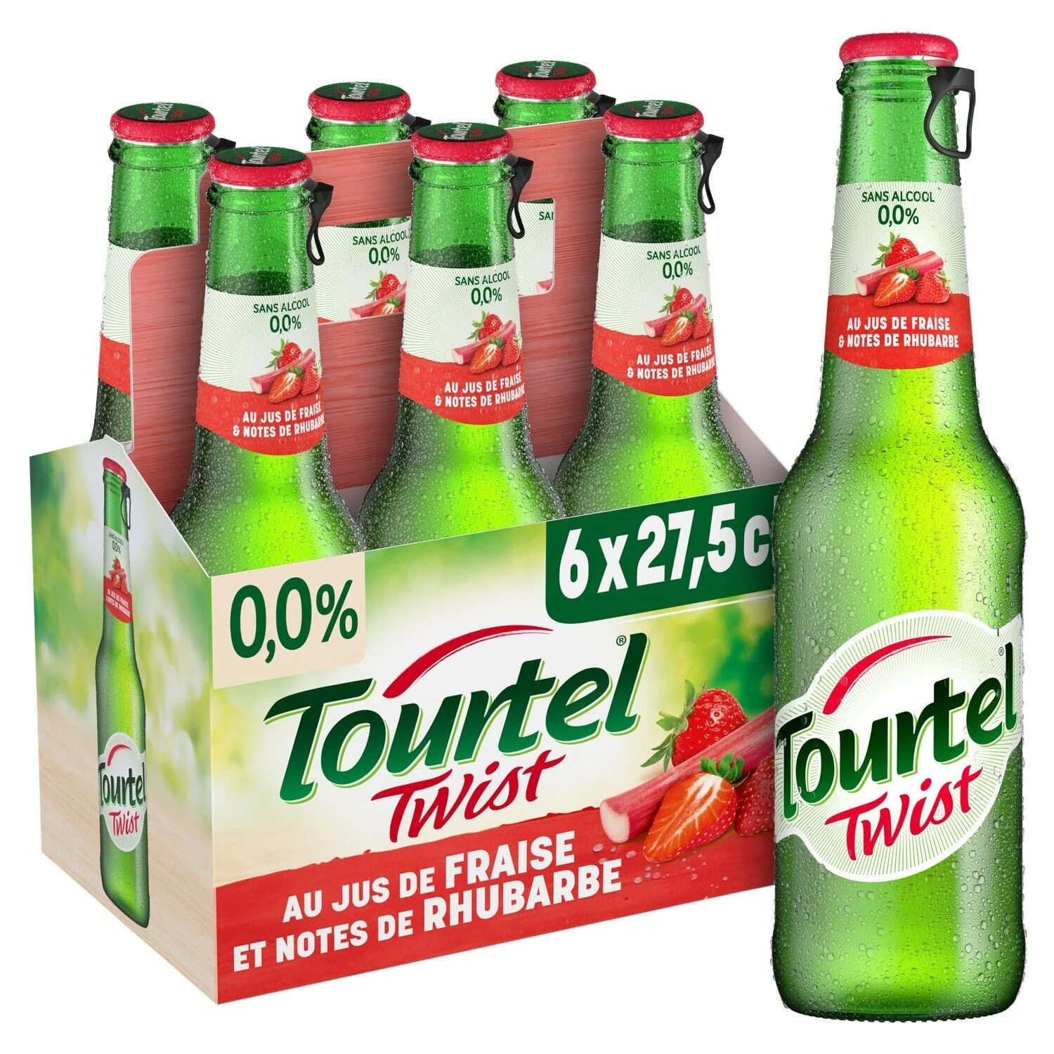 Non-Alcoholic Beer Strawberry Rhubarb Flavor, 6x27.5cl - TOURTEL
