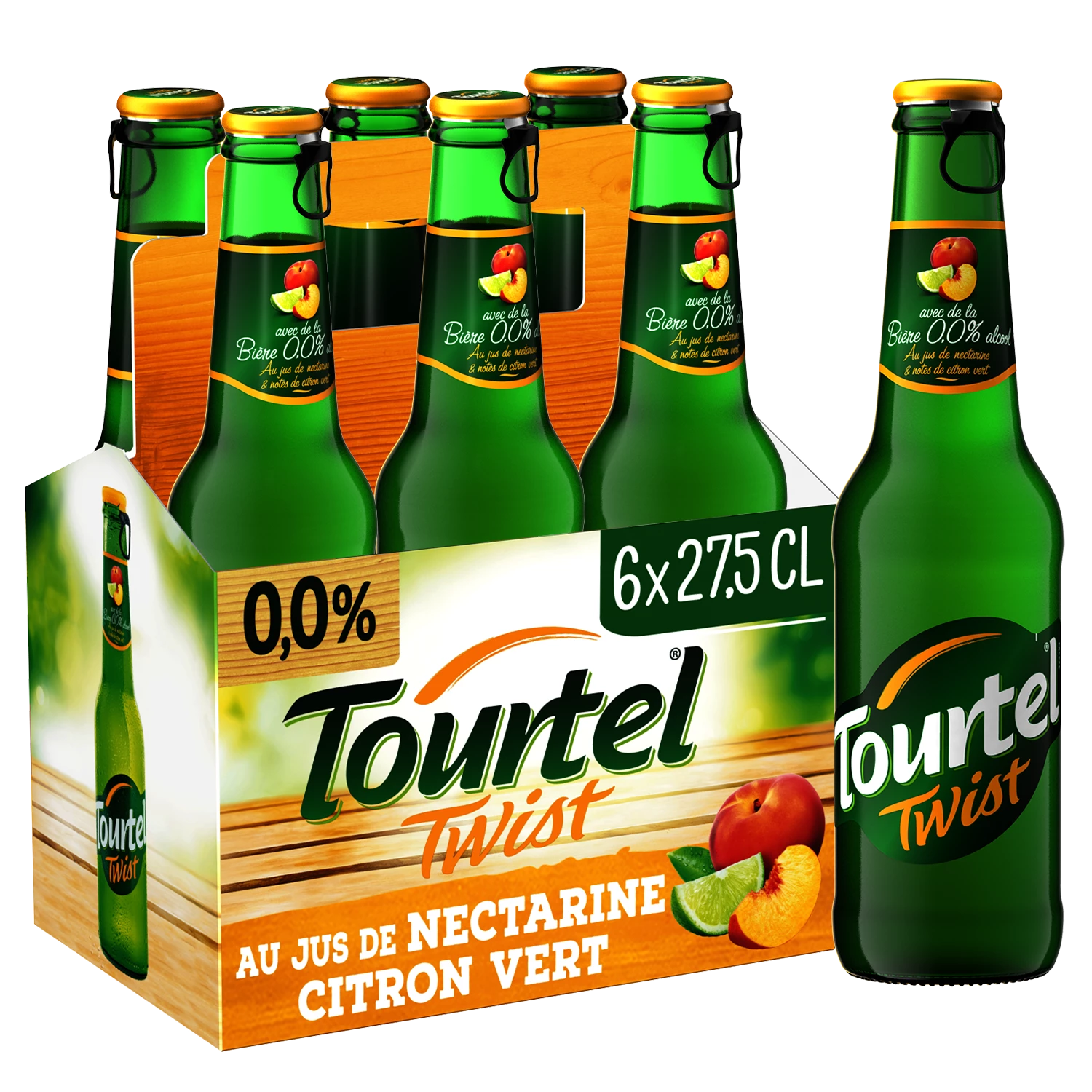 Bière Sans Alcool Nectarine et Citron Vert, 6x27,5cl - TOURTEL