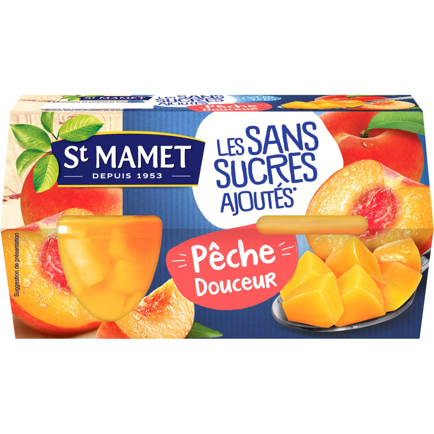 Fruit in zoete perziksiroop 480g - ST MAMET