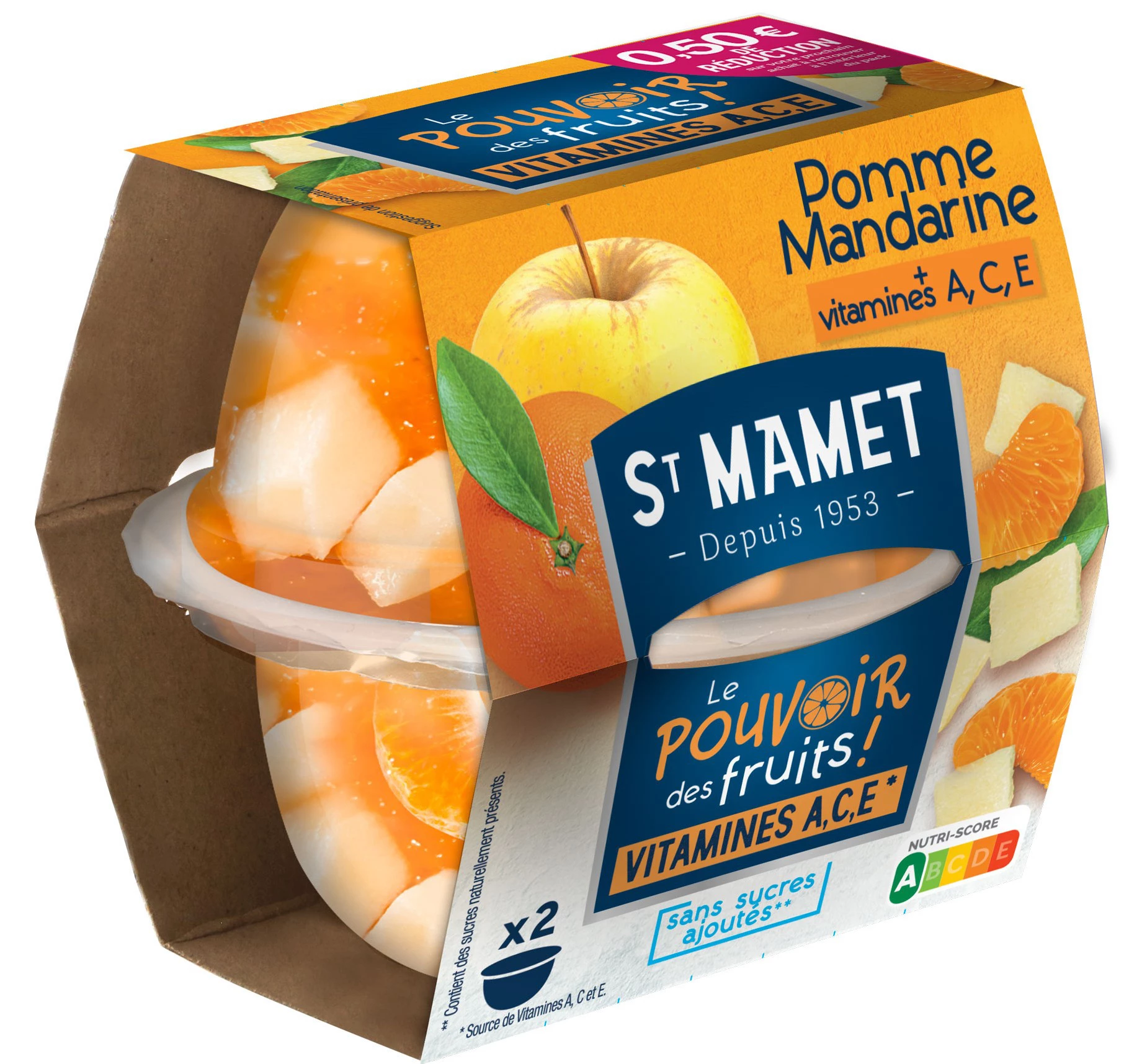 Frutas en Sirope de Manzana y Mandarina Sin Azúcares Añadidos 113g - ST MAMET