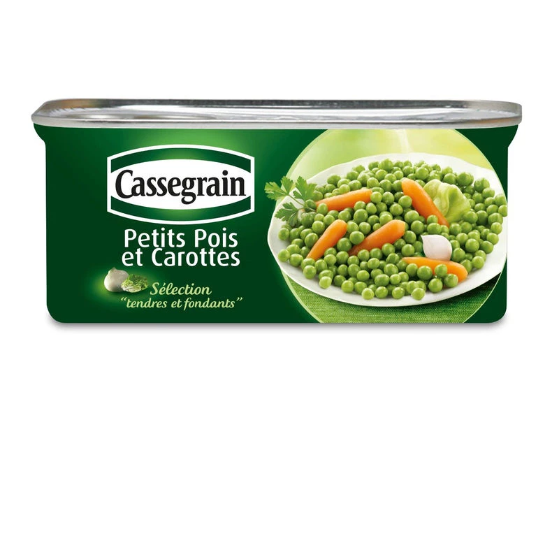 Piselli e carote teneri e fondenti; 130 g - CASSEGRAIN