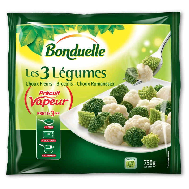 Choux-fleur, brocolis, chou romanesco 750g - BONDUELLE