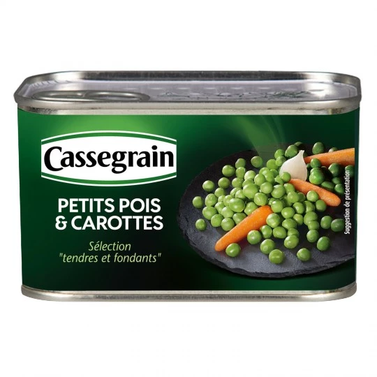 Zachte en smeltende erwten en wortelen; 265g -  CASSEGRAIN